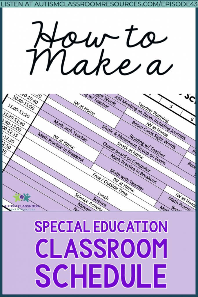 How to make a special education classroom schedule. A picture of a schedule grid