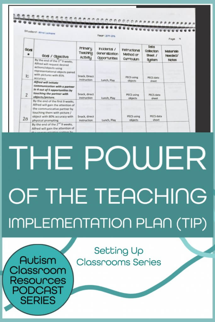 The Power of the Teaching Implementation Plan. And Autism Classroom Podcast Series. Setting up the classroom series