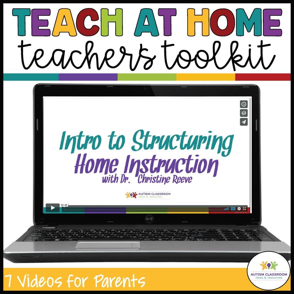 Teach at Home teachers toolkit. Laptop with video of Intro to Structuring Home Instruction: 7 Videos for Families and Digital tools