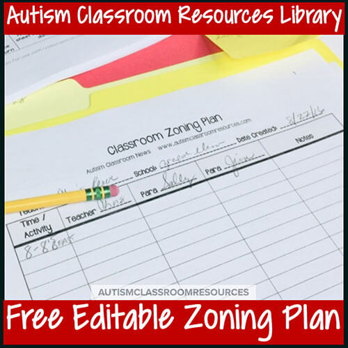 Free Editable Zoning Plan Autism Classroom Resources Library