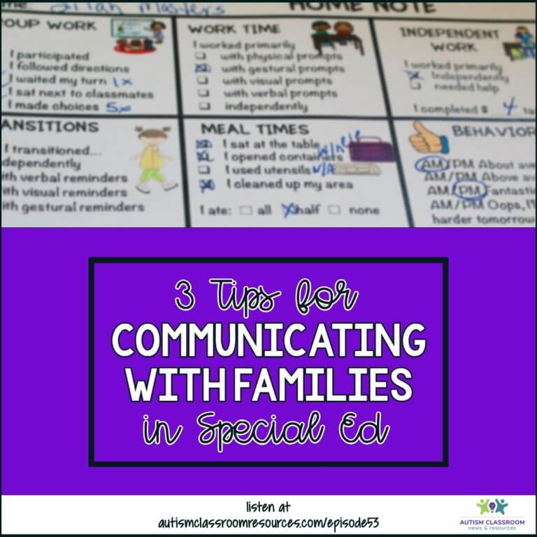 3 Ways for Communicating with Families in Special Ed. Autism Classroom Resources Podcast Episode 53