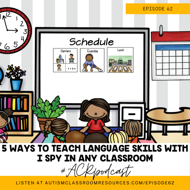 5 Ways to teach language skills wtih I spy in Any classroom #ACRPodcast Listen at autismclassroomresources.com/episode62