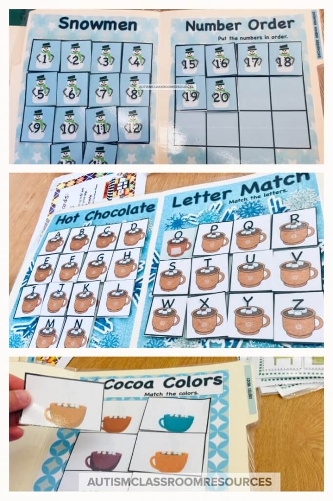 Snowmen, Number Order, Hot Chocolate, Letter Matching, 