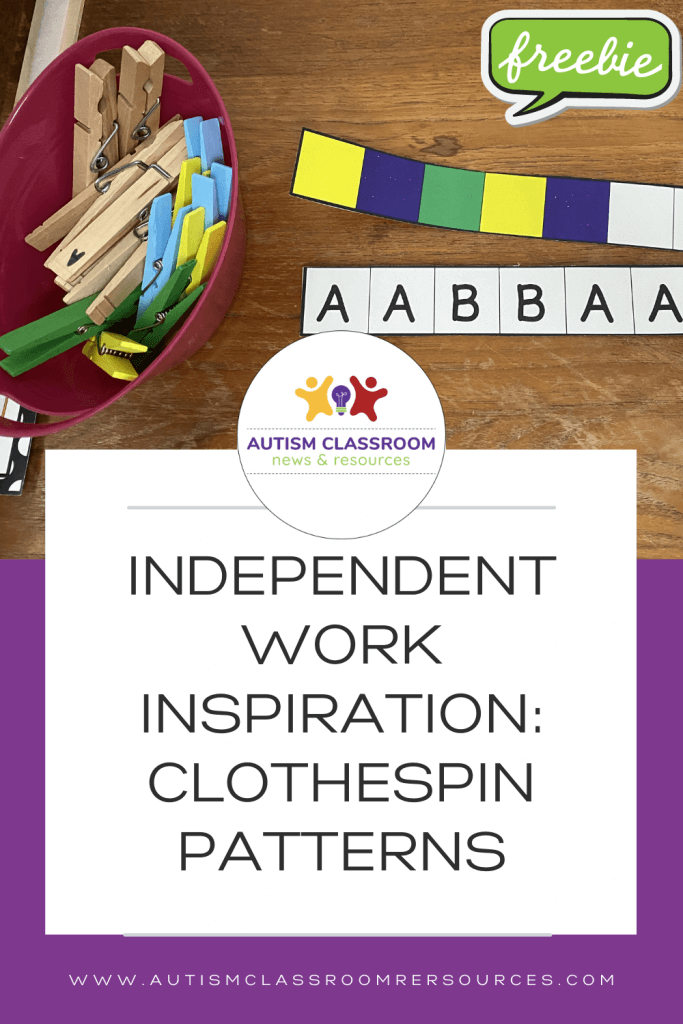 Independent work inspiration Clothespin Patterns