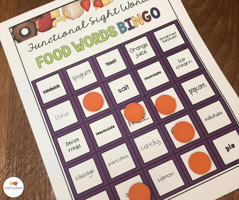 BINGO of food words