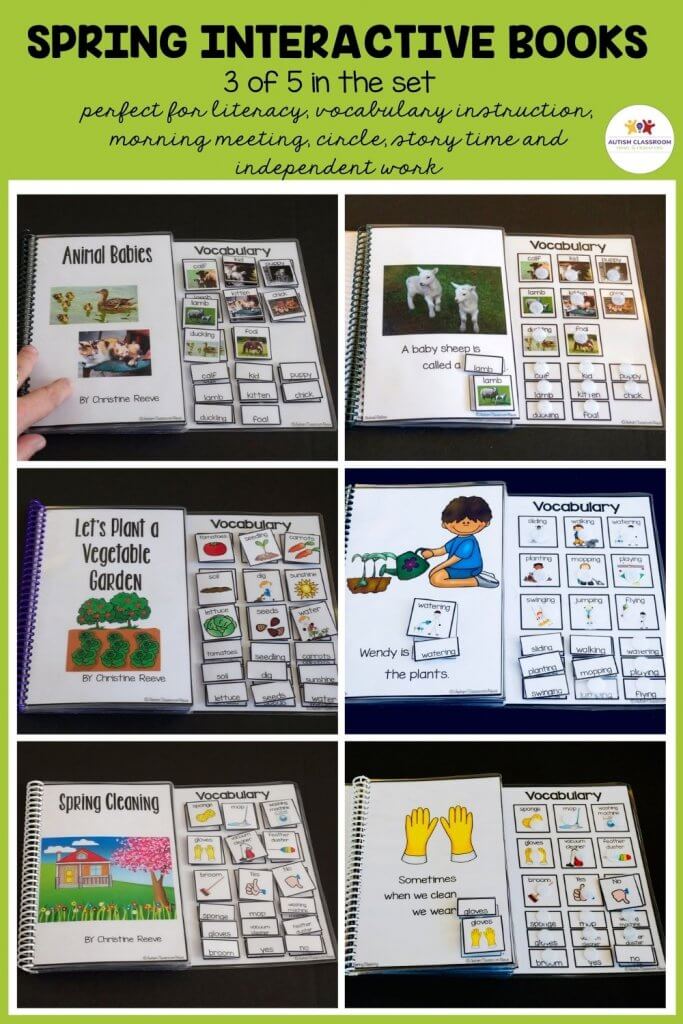 Spring Interactive Books: 3 of set of 5. perfect for literacy, vocabulary instruction, morning meeting, circle, story time and independent work