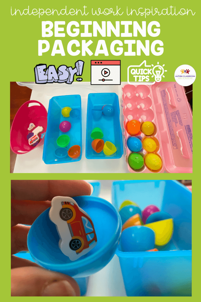 Beginning Packaging: independent Work Inspiration: Easy, Video Tutorial Autism Classroom Resources