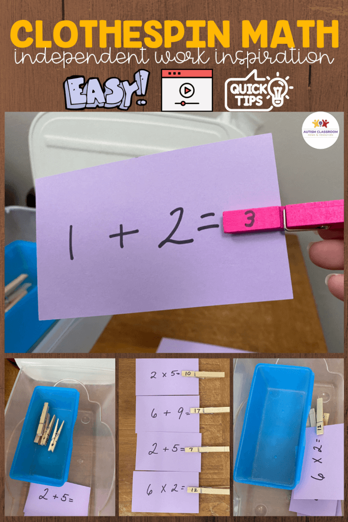 Independent Work Inspiration: Clothespin Task Math