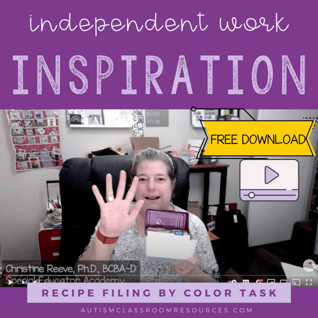 Independent Work Inspiration: Filing By Color Free Task Box