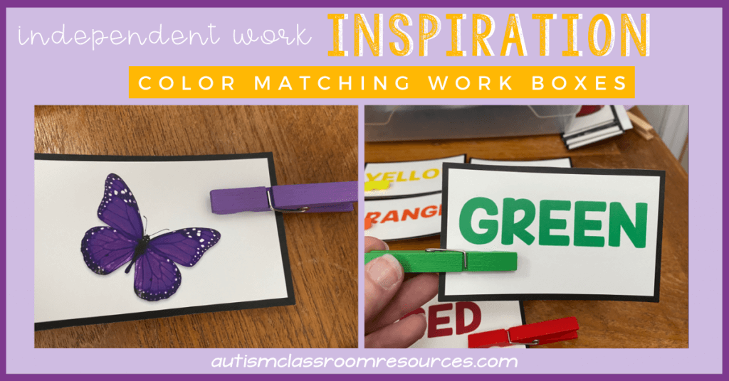 Independent Work Inspiration Color Matching Task With Clothespins