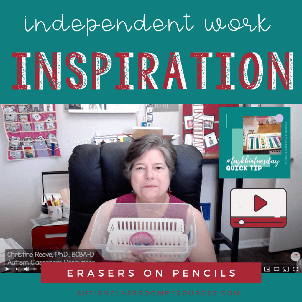 Simple DIY Task Box for Special Education: Erasers on Pencils Assembly Task