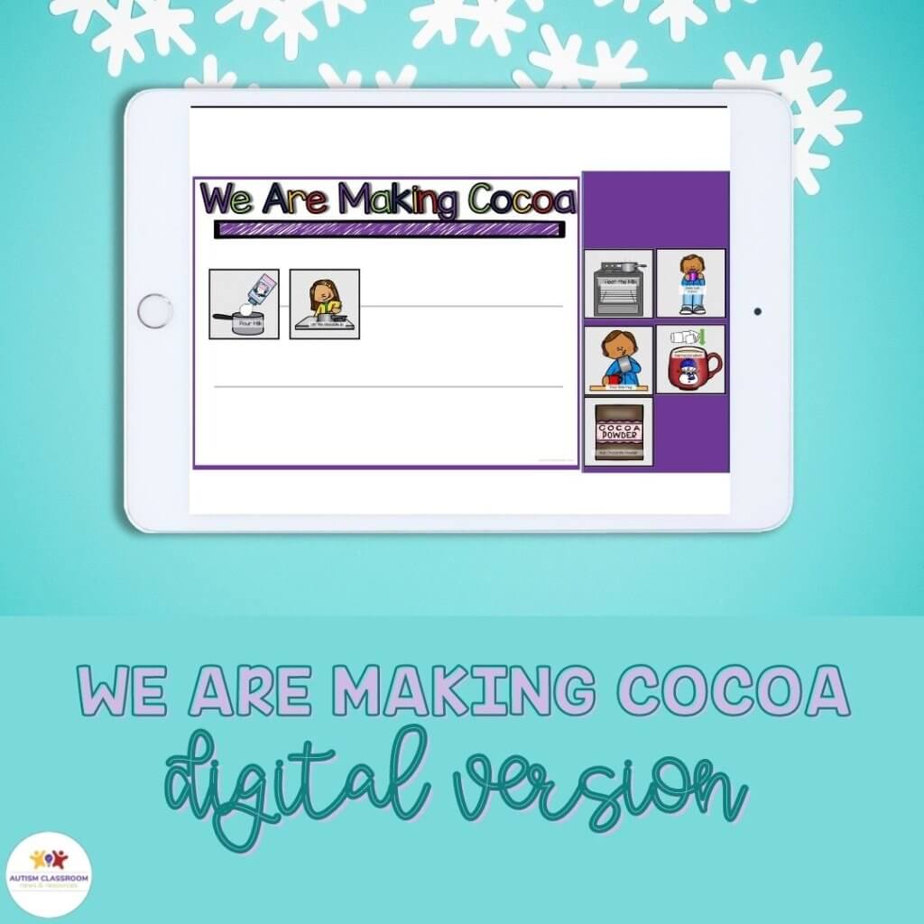 iPad with We Are Making Cocoa sequencing steps board on it. We Are Making Cocoa: digital version