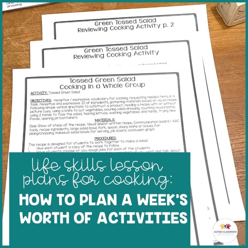 Picture of lesson plans: life skills lesson plans for cooking: How to Plan a Week's Worth of Activities