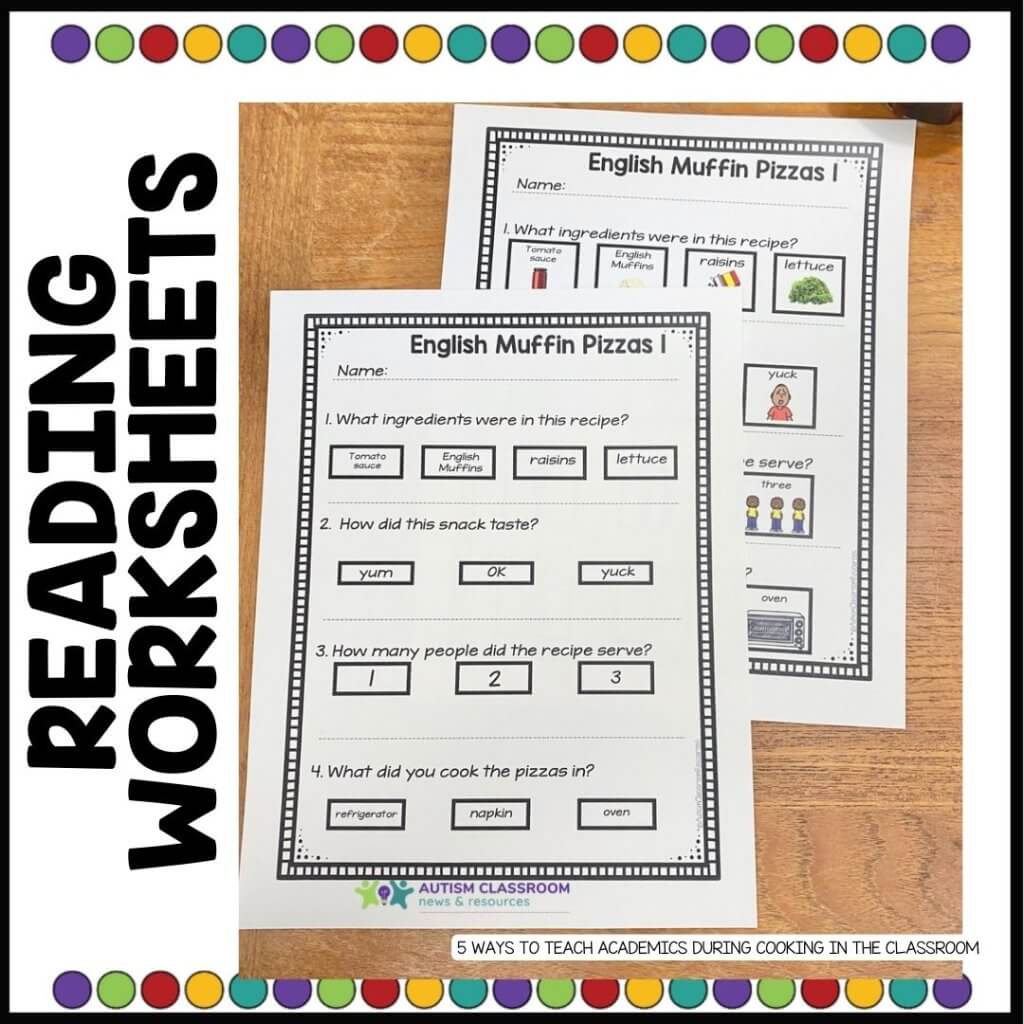 Students answer comprehension questions based on visual recipes in this unit to demonstrate reading comprehension while cooking for life skills activities