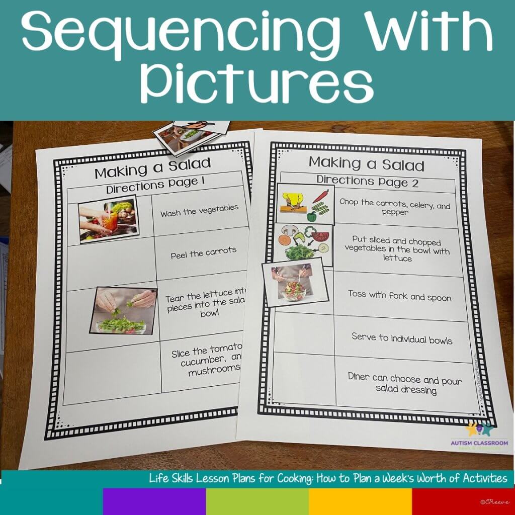 Sequencing with pictures the steps of the recipe