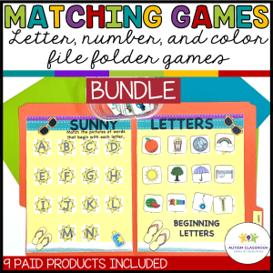 Matching File Folder Games - Letter, number, and color