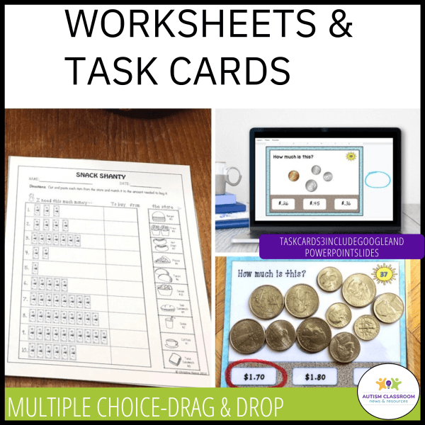 Money Task Cards - Worksheets and Task Cards