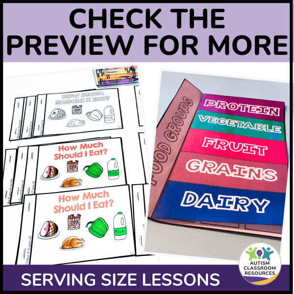 Check the preview for more - food and nutrition serving size lessons