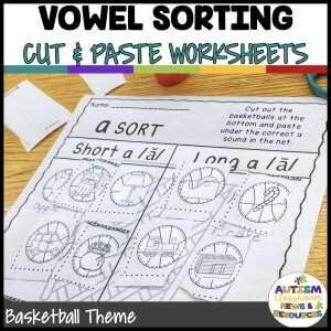 Vowel Sorting Cut & Paste Worksheets