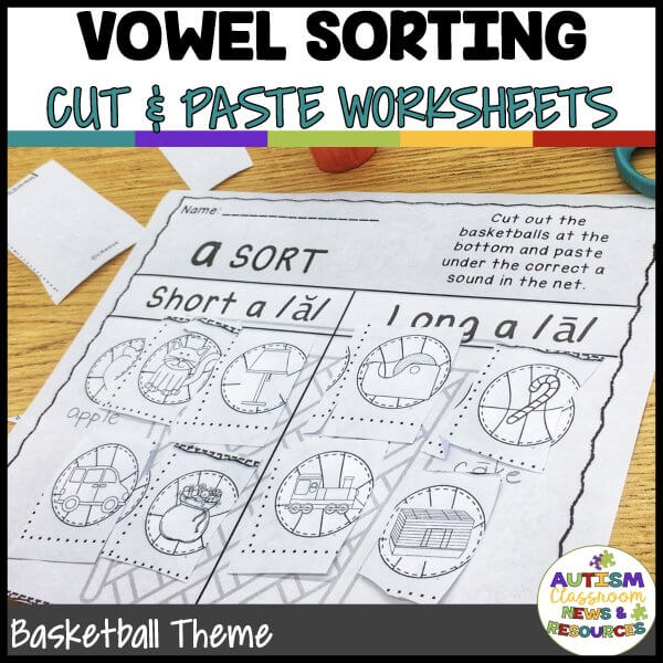 Vowel Sorting Cut & Paste Worksheets