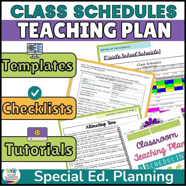 Special education planning toolkit for class schedules and teaching plan. Includes templates, checklists and tutorials for special ed planning