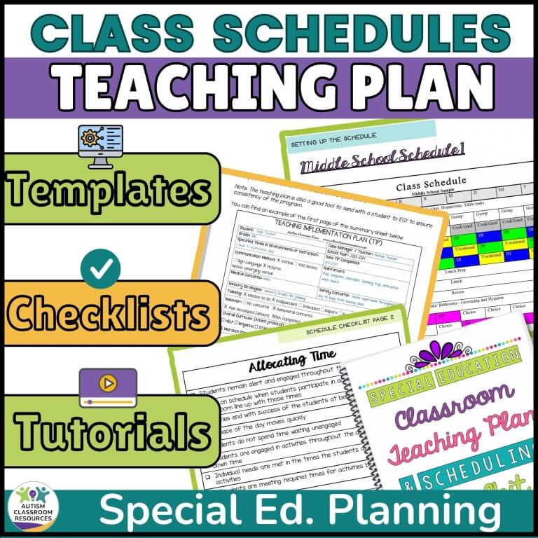 Special education planning toolkit for class schedules and teaching plan. Includes templates, checklists and tutorials for special ed planning