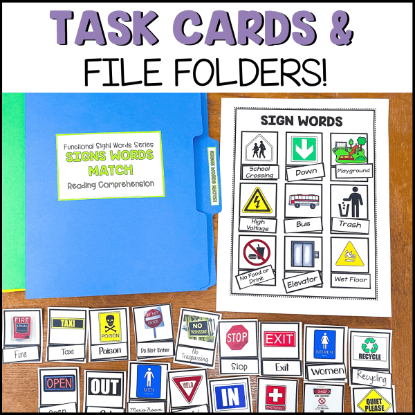 Community Signs File Folder Activities - Task Cards & File Folders
