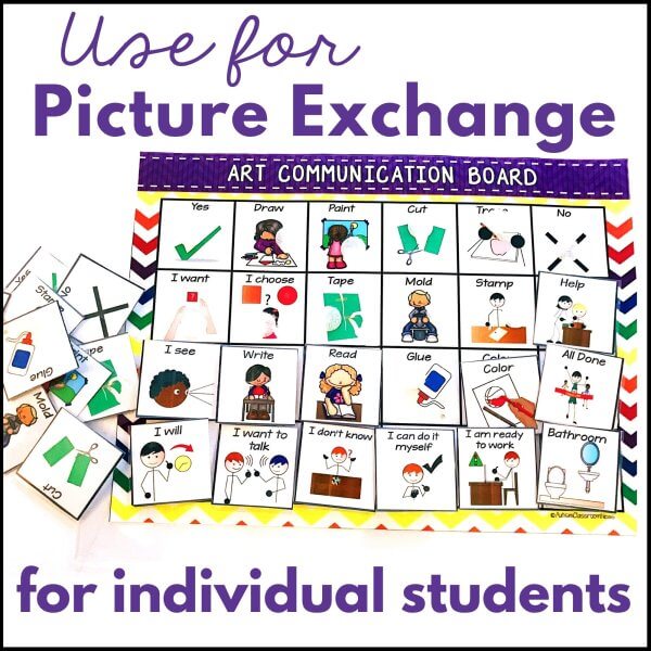 Use for Picture Exchange Communication Systems (PECS) for individual student or the classroom. [picture of the boards wtih the symbols cut out for exchange]