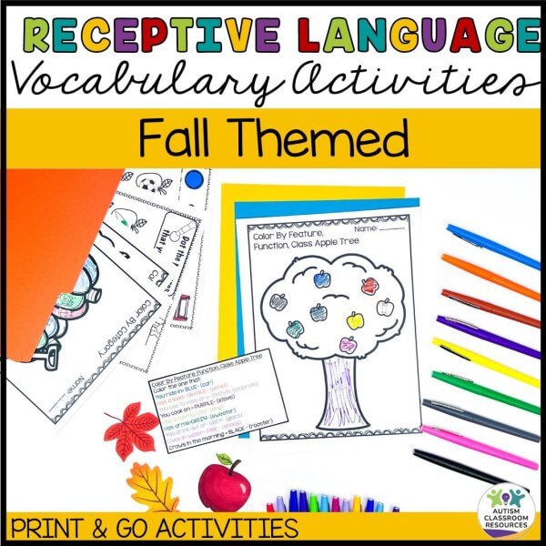 Receptive Language Vocabulary Activities - Fall Themed