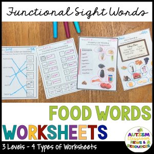 Functional Sight Words Food Words Worksheets