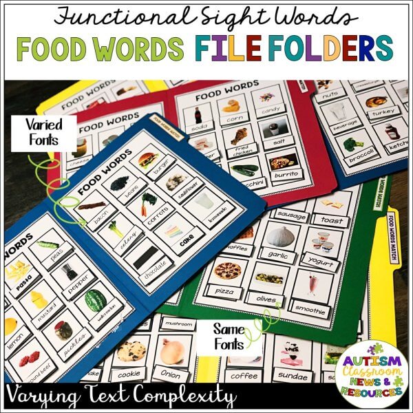 Functional Sight Words Food Words File Folders