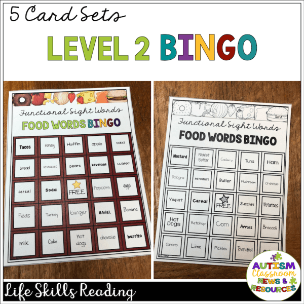 5 Card Sets Level 2 Bingo Life Skills Tools