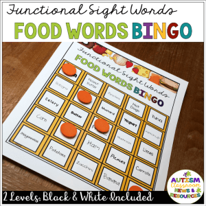 Functional Sight Words Food Word Bingo - Life Skills Tools