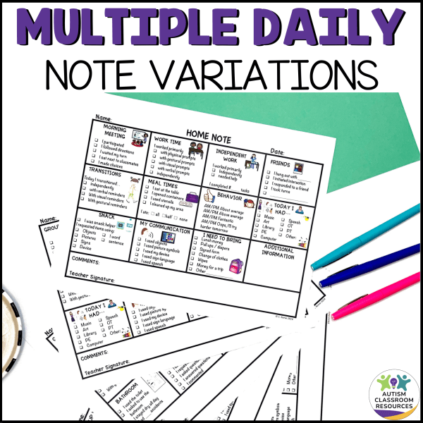 Parent Communication Multiple Daily Note Variations