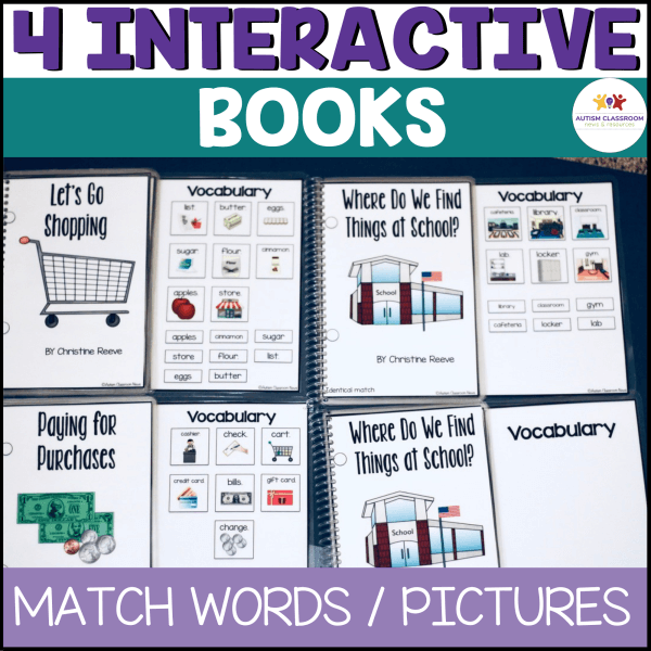 4 Interactive Books Match Words/pictures