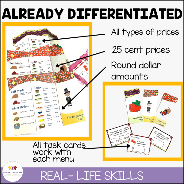 Already differentiated real life skills task cards