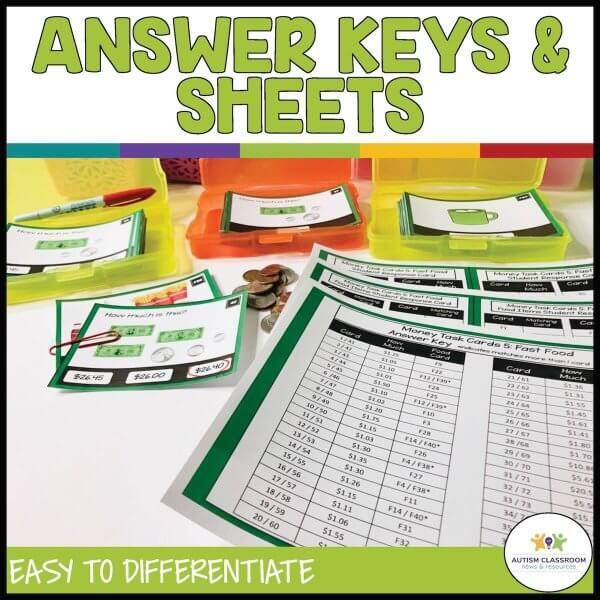 Money Task Cards - Answer Keys & Sheets