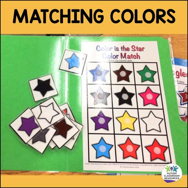 Number Matching File Folders: is a color matching activity featuring star-shaped cards and a worksheet. Use file folders to organize and store the colored stars and cards for easy access during activities.