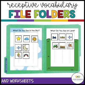Receptive Language and Vocabulary File Folders and Worksheets