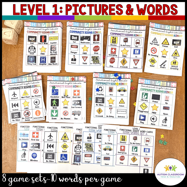 Level 1: Picture & Words Community Signs Bingo