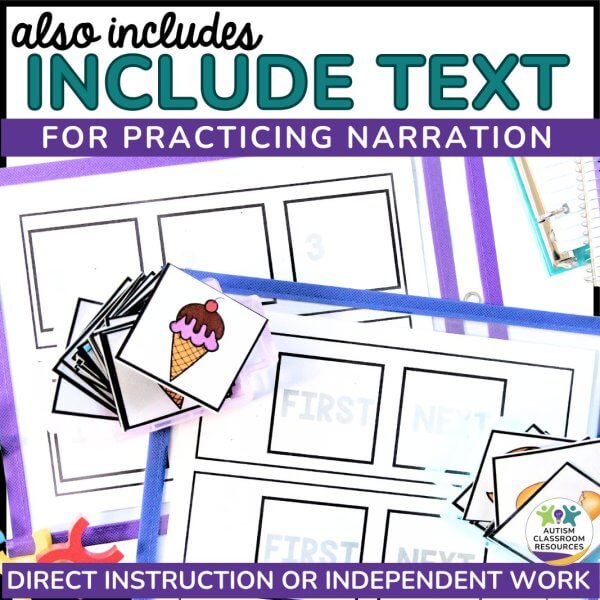 Also include text for practicing narration for direct instruction and independent work