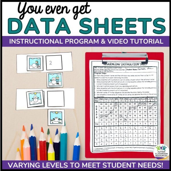 You even get data sheets - instructional program & video tutorial - sequencing stories with pictures