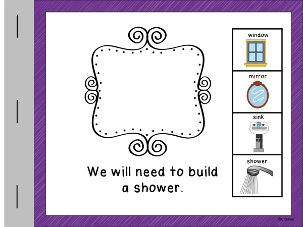 We will need to build a shower - adapted vocabulary book