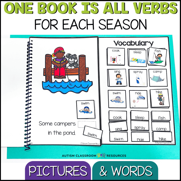 One book is all verbs for each season. Pictures & words adapted books