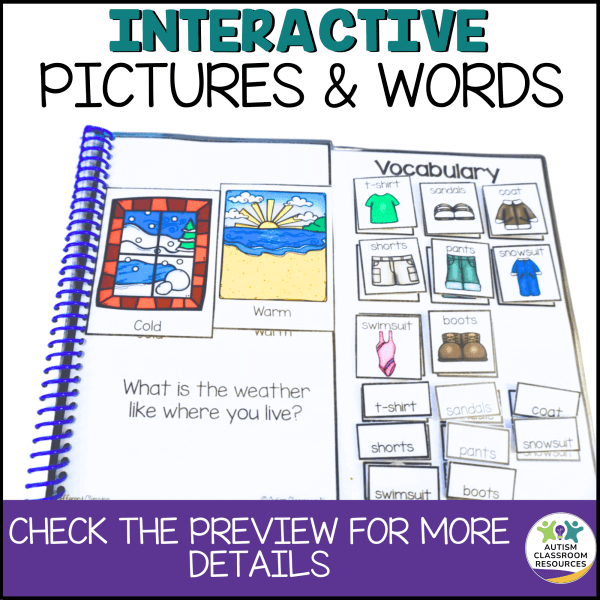 Interactive pictures & words adapted books