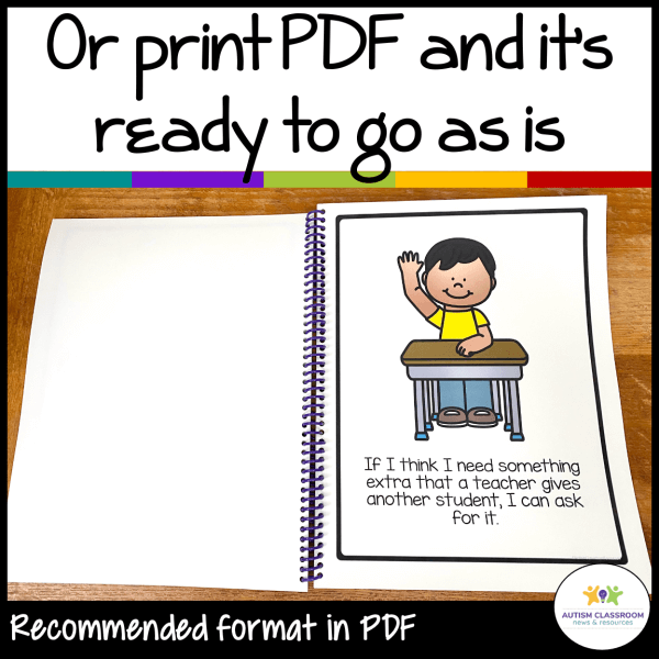 Or print PDF and it's ready to go as is - it's not fair social story