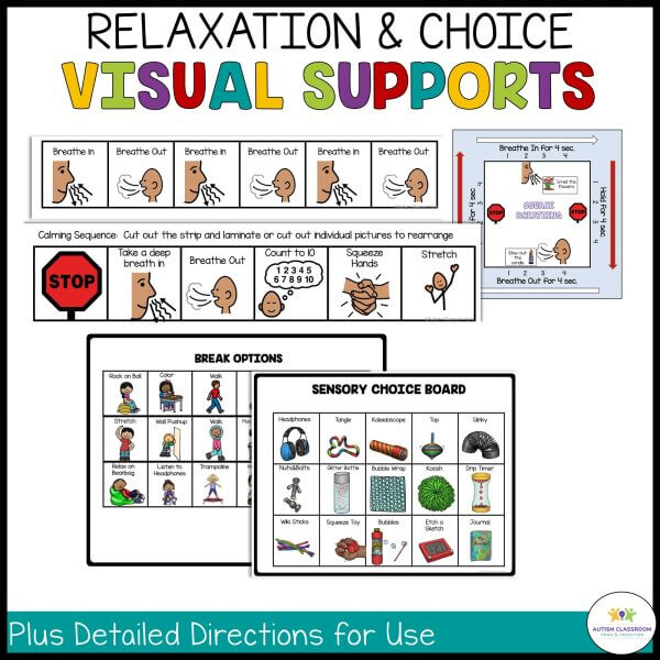 Relaxation and Choice Visual Supports - Anxiety Toolkit