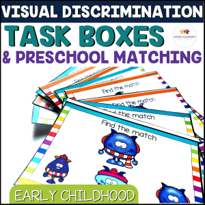 Visual Discrimination Task Boxes & Preschool Matching with cards that have a matching game with file folder activities for autism.