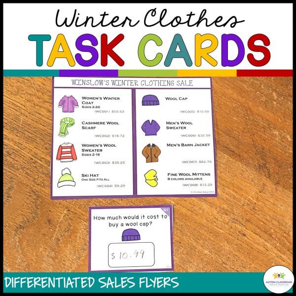 Life Skills Activities - Winter Clothes Shopping - Functional Math & Reading - Special Ed - Image 4