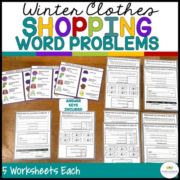 Life Skills Activities - Winter Clothes Shopping - Functional Math & Reading - Special Ed - Image 2